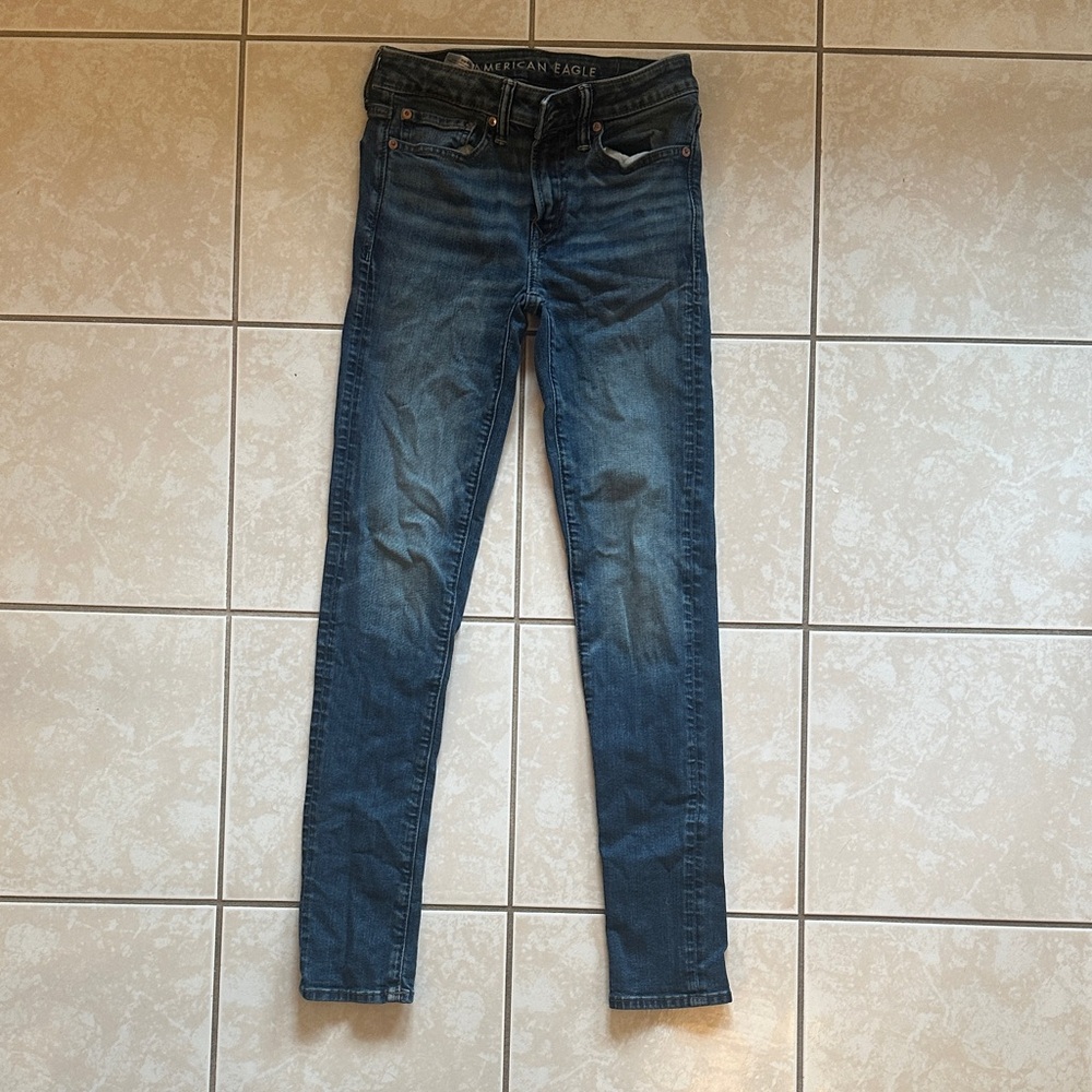 American Eagle Outfitters Men's Dark Blue Skinny Jeans